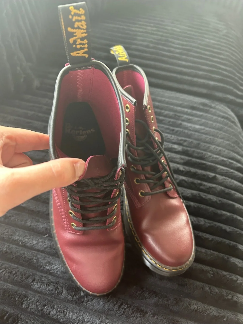 Dr. Martens Burgundy 6-Eye Leather Boots